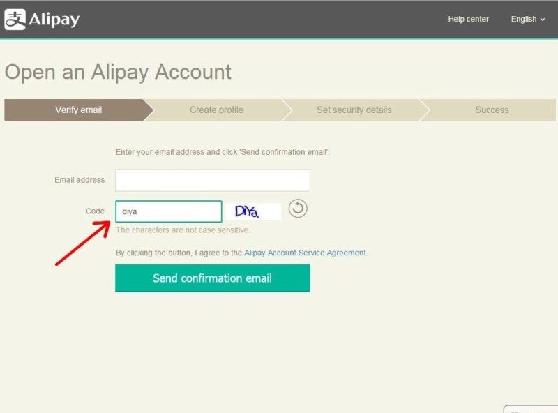 aliexpress-Registration Alipay 3