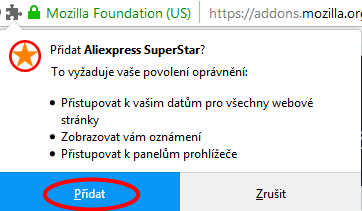 Mozilla Firefox instalace Aliexpress Superstar 3c