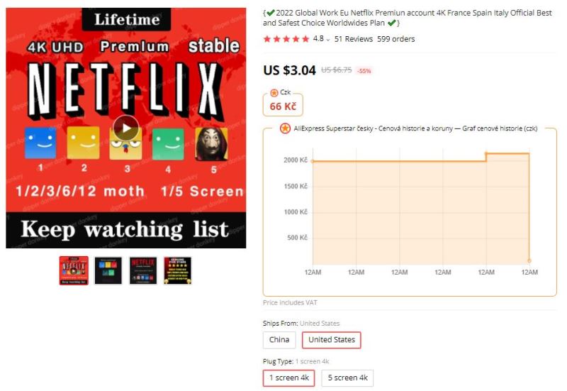 Netflix Aliexpress levne koupit zkusenosti recenze